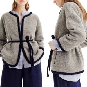 J. CREW Wrap Boiled Wool Grey Quiet Luxury Cardigan Jacket